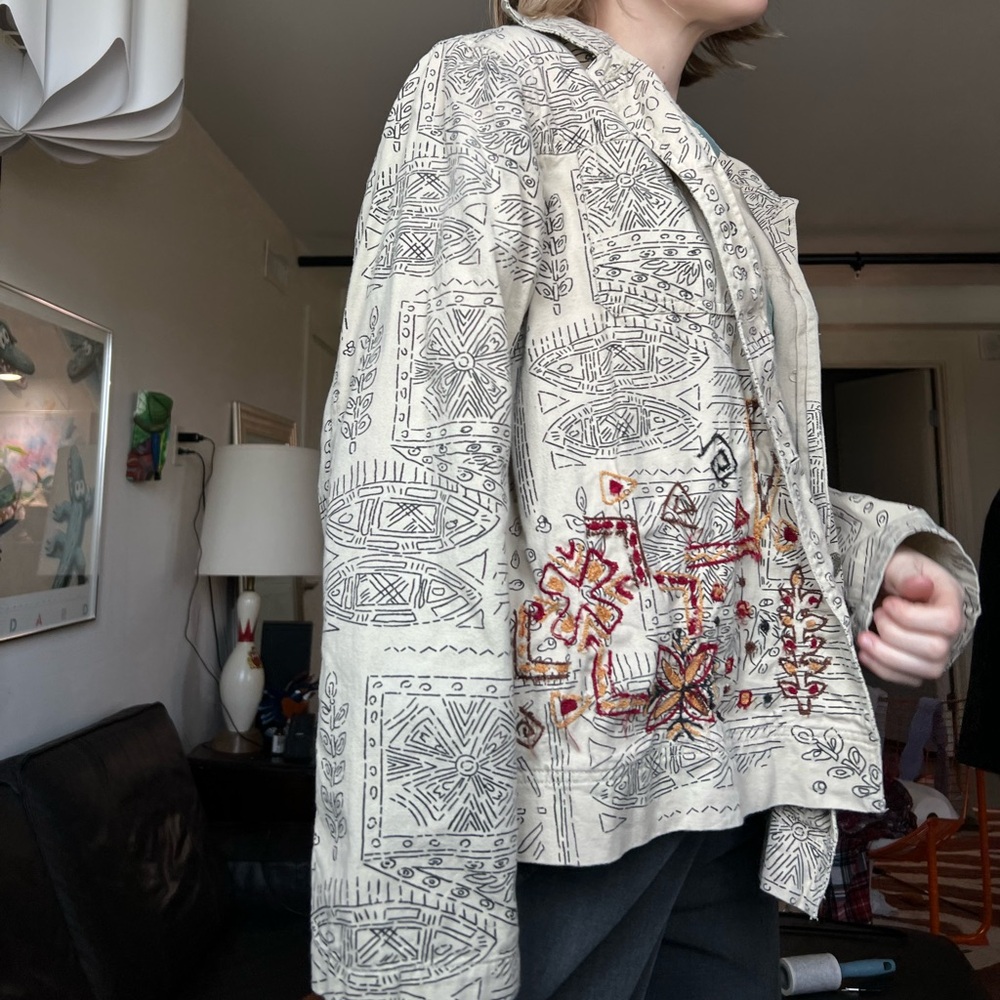 Vintage Geometric Workwear Button Up